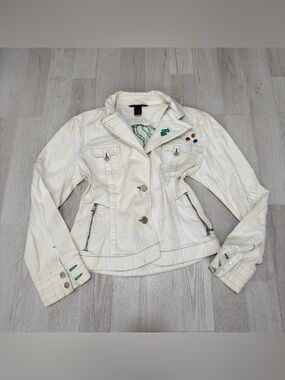 Rocawear Women's Utility White Denim Jacket Size XL